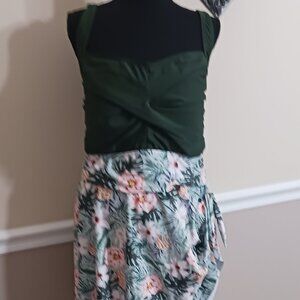 NWT Bloom Chic One Piece Swim-Dress With Built in Bottoms Green and Floral